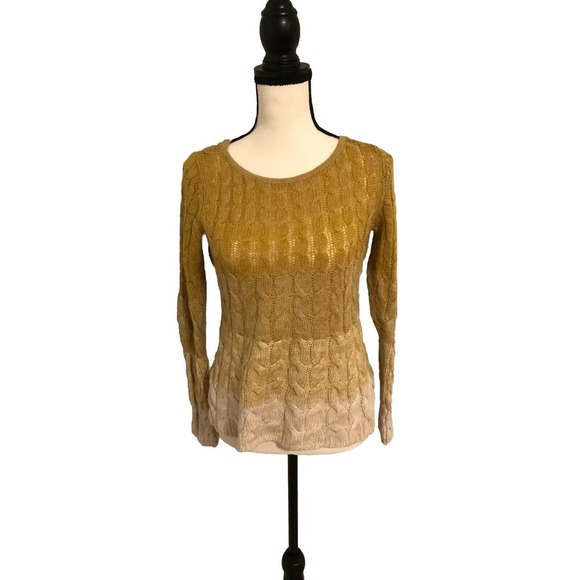 Anthropologie Sparrow Fading Rainbow Ombre Stripe Sweater Yellow Ginger - Picture 1 of 8